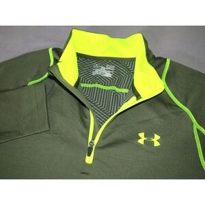 Men's‎ Under Armour Cold Gear Lined Dark Green 1/4 Zip Fitted Athletic Jacket SM